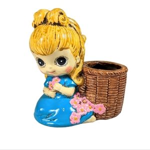 Josef Originals Big Eyed Girl Planter Vintage Japan Hand Painted